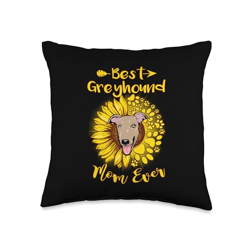 Greyhound Dog Mom Sunflower Throw Pillow