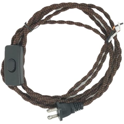 Twisted Rayon Cloth Covered Electric Lamp Cord with Polarized End Plug, Switch, and Stripped Ends Ready for Wiring 8 feet Long … Cover