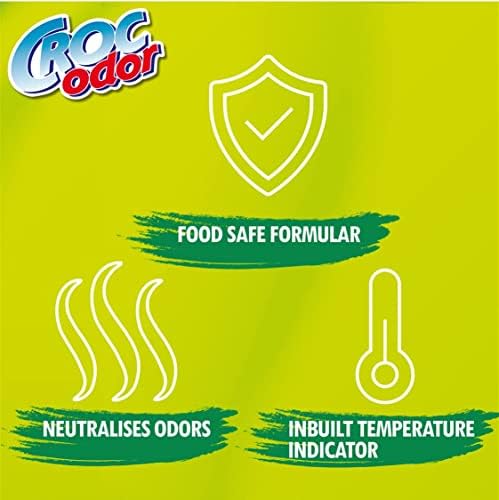 Croc Odor Fridge Deodoriser, Twin Pack, Unscented, Food Safe Formular with Temperature Indicator - 2 x 33g