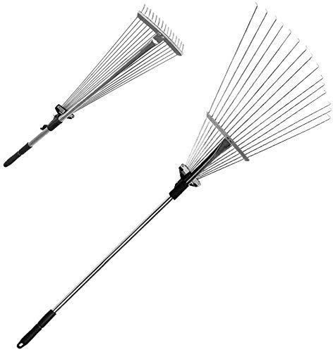 Thrink Versatile Telescopic Metal Adjustable leaf Rake for Outdoor Garden leaves and small debris Cleaning Rakes | Lightweight and Rust Resistant Ergonomic Handle