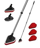 Tenzda 2 in 1 Scrub Cleaning Brush with Long Handle 46''，Extendable Tub & Tile Scrubber with 1 Stif