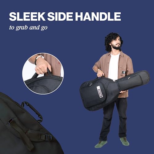 Image of Baritone Nylon Guitar Gig Portable Acoustic Guitar Bag Cover Padded for All Guitar Like Yamaha Fs80C, F280, FX280, FSX80C, F400, AC1R,FS400,FG800 F310, F370, F620, Apx600, Cpx600 (Black)