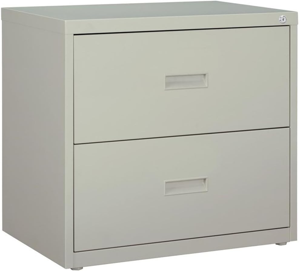 BOWERY HILL 30-Inch Wide Metal 2 Drawer Lateral File Cabinet, Light Gray, Steel Construction, Precision Ball-Bearing Suspension, Interlock Safety System, Fully Assembled Office Filing Storage