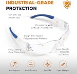 Clear Safety Glasses 24 Pack, Polycarbonate Lens Safety Goggles ANSI Z87.1 Anti-Scratch Impact Resistant Eye Protection with Rubber Temples for Work Lab Construction, Clear Lens/Blue Frame