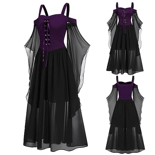 Robe d'Halloween Violette pour Soirée Médiévale et Cosplay