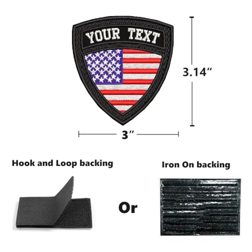 AI-NEEL Custom Embroidery Name Patches with Flag Personalized Military Number Tag, Tactical Badges for Hat Cap Jacket Backpacks Vest Hook Fasten or Iron On 2PCs