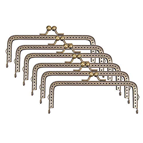 Joy.Box 6pcs Metal Purse Clasp Frame,Coin Bag Kiss Clasp Lock for Purse Making DIY Craft,Rectangle Resin Beads for Leather Bag Clip