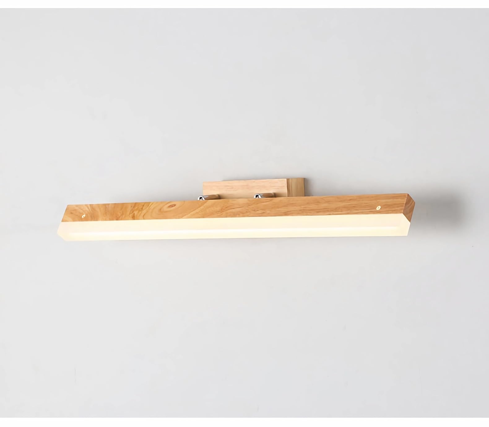 Spiegellampe Badezimmer LED Wandleuchte Lineare Holz Modern Minimalistisch Spiegelleuchte Wandlampe für Toilette Bad Schlafzimmer Flur Lampe Acryl Leuchte (Holzfarbe, Länge 40cm, Warmweiß 3000K)