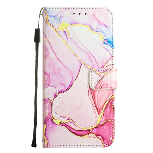 Coque Oppo Reno 13 5G étui rabat cuir marbre or rose