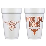 Officially Licensed University of Texas Hook'Em Horns Printed Foam Disposable Cups 16 oz - Insulated Coffee Cups 10 Pack - Cute Cup set for game day, Tailgating, Football Party Favors