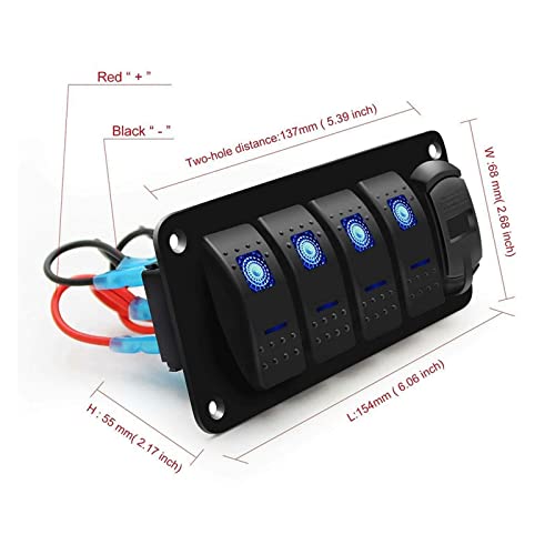 Panel de interruptor para barco y entornos marinos con 5 mandos de encendido y apagado 5
