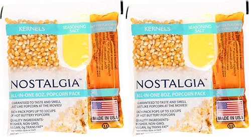 Nostalgia Best Tasting Premium 8-Ounce Popcorn, Oil & Seasoning Salt All-In-One Packs - 24 Count (Pack of 2)