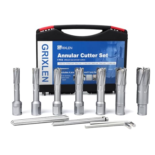 7 Pack 1/2" to 1-1/16" Annular Cutters Set with Weldon Shank
