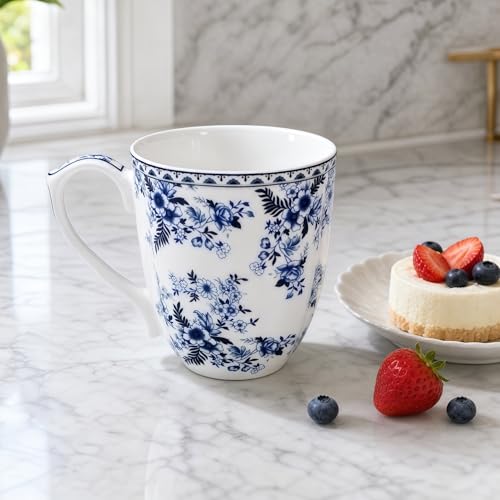 Taza de porcelana Bone China floral 14oz elegante miniatura 5
