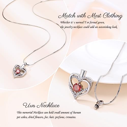 Minicremation Cremation Urn Necklace for Ashes Cremation Jewelry Heart Urn Necklace for Women Girls Birthstone Memorial Jewelry Pendant for Ashes for Human Pet - Image 4