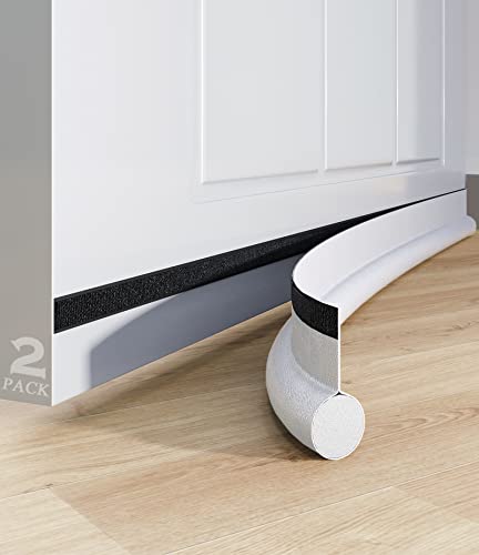 Hentenm Door Draft Stopper 2 Pack ,30 To 37Inch Door Draft Blocker, Draft Stopper Weather Stripping,Draft Stopper Bottom Of Door,Door Sweep Soundproof,Under Door Noise Stopper White, Large White #TOP19
