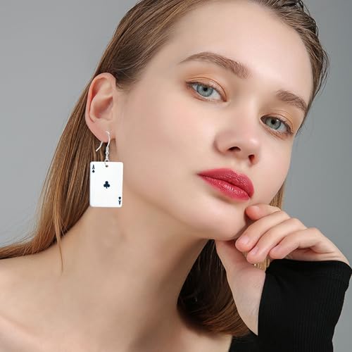 Just Follow Brincos de cartas de pôquer de resina para mulheres, brincos pendentes de acrílico para