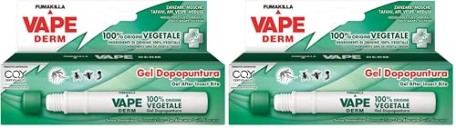 Vape Derm, Penna Gel Dopopuntura Zanzare, Formulazione con Ingredienti 100% Di Origine Vegetale e Proprietà Lenitive e Rinfrescanti, Verificata e Certificata da Certiquality, Dona Sollievo, 10 ml