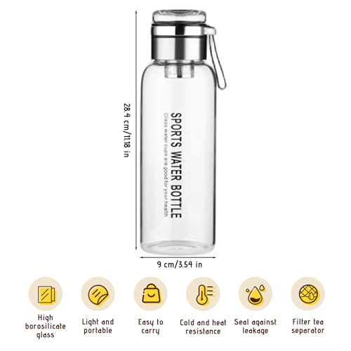 Bouteille d'eau en verre 1200ml avec infuseur à thé nomade