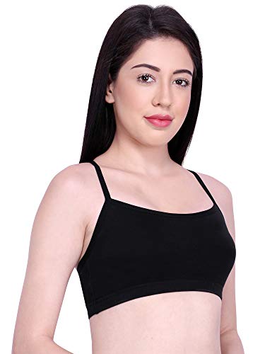 Image of INKURV Slip on Beginner's Bra for Girls, Non Padded, Non Wired, No Hooks with Double Layered Fabric, Adjustable Straps, Wirefree Sports Bra- Lisa Combo of 3