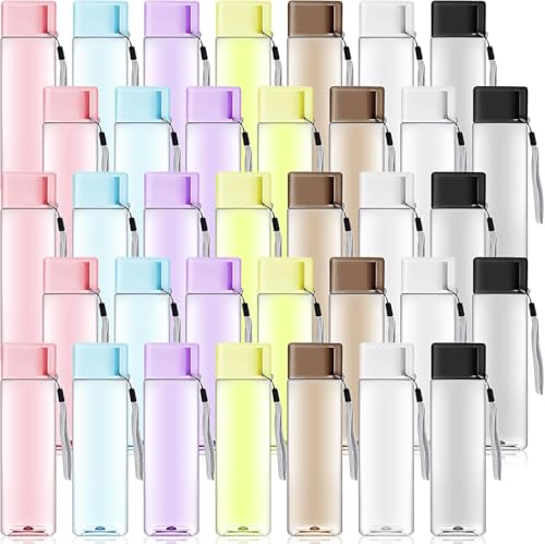 KOYEE 35 Pcs Water Bottle Bulk, 500 ml Plastic Sports Bottles with Handle Strap, Portable Gym Water, Large Travel Leak-proof Drinking Bottles for School, Travel, Fitness