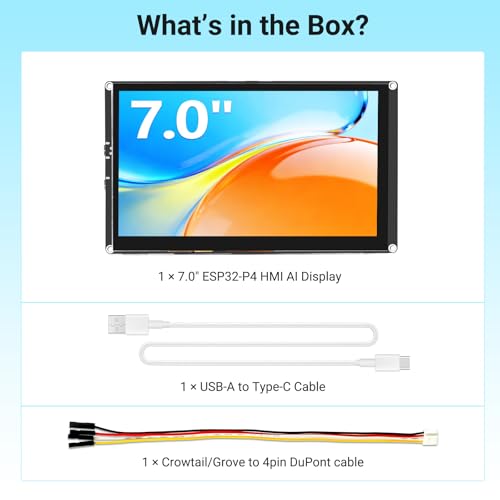 Image of 7 Inch ESP32-P4 Display, 800x480 IPS Touch Screen with ESP32-P4 & ESP32-C6, Up to 400MHz, Support Wi-Fi 6, Bluetooth 5.3 (BLE), AI Speech Interaction, Compatible with Arduino, ESP-IDF, LVGL