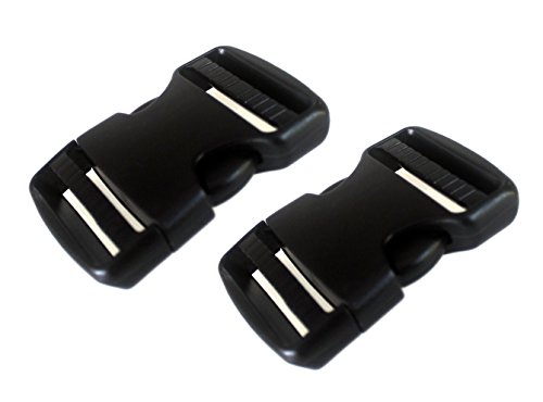 Plastic Side Release Buckle 2 Inches Webbing Strap Clasp Black Pack Of 2 #TOP1
