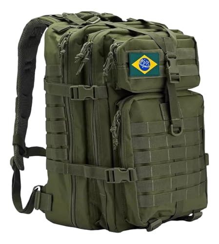 Mochila Militar Tática Impermeável Reforçada, Grande, Verde, Resistente, Assault, para Viagem