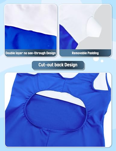 Image of Girls Swimsuits One-Piece Bathing Suits Multicolor Kids Back Cutout Summer Beach Swimwear for Water Sport