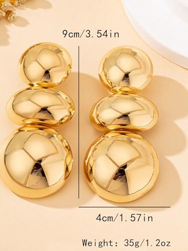 Chunky Gold Ball Earrings,Large Hoop Earrings for Women Trendy Chunky Earring Dainty Big Hoops Thick Dangle Earring Mother's Day Jewelry Gifts4