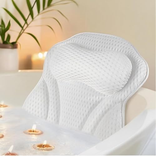 Bath Tub Pillow Luxury Bath Pillow for Bathtub, Comfortable Bath Pillow for Tub Headrest with Soft 4D Mesh Fabric and 6 Non-Slip Suction Cups, Bathtub Pillow Relaxing Bath Gifts, Fits All Bathtub - Image 3