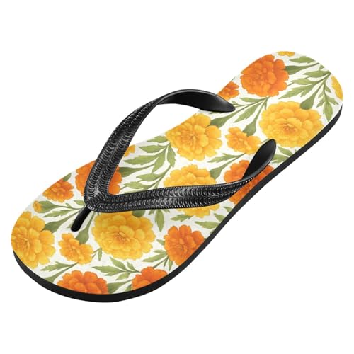 Orange Flower Leaf Flip Flops for Beach Thong Sandals Anti-slip Lightweight Shower Shoes for Travel Summer Outdoor2