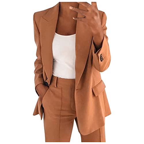Tailleur femme ensemble pantalon chic 2 pièces coupe slim fit pour bureau