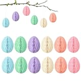 Dargkwn Lot de 12 œufs de Pâques à Suspendre, Réutilisables Oeuf, décoration de Pâques de Soie à Suspendre et à décorer pour Les arbustes et Les Branches