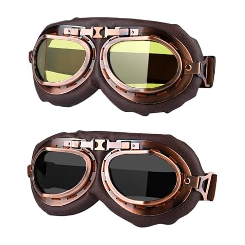 LJDJ Motorcycle Goggles - Vintage Pilot Style Goggles Dirt Bike ATV Motocross Riding Offroad Eyewear Scooter Outdoor Sports Glasses Combat Tactical Goggles for Men Women Youth Adult Cover
