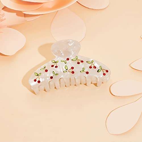 Lilie&White Acrylic Hair Clips Claws For Women With The Rhinestone Pattern In Red Cherry Shape Hair Clip For Thick Hair Hair Clips For Styling Sectioning #TOP3