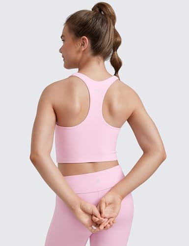 Image of CRZ YOGA Girls Butterluxe Double Lined Crop Tank | Dance, Extremely Soft, Tight Fit, High Neck, Athletic, Sleeveless Tops for Teen