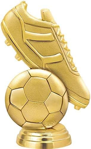 Miniatura 2 de Crown Awards Trofeos de fútbol con grabado personalizado, balón de fútbol dorado personalizado de 7.25 pulgadas y trofeo de tacos en base redonda de