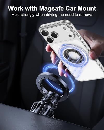Image of Magsafe Ring Holder with Kickstand, Adjustable Magnetic Phone Grip (White) | Magnet Phone Grip for iPhone 17 Pro Max /16 /15 Series, iPhone Ring with Kickstand, Adjustable Phone Holder for Mag Car Mount