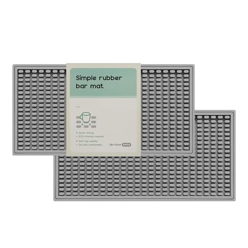 Paquete de 2 alfombrillas de bar, tapete de secado para el hogar, tapete de bar de cóctel gris de 5.9 x 12 pulgadas, adecuado para bar, campamento al aire libre, tapetes de bar en casa