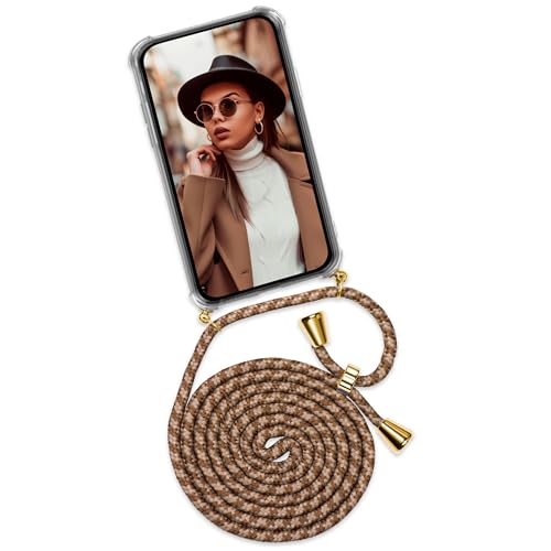 Chaîne de téléphone portable pour iPhone 17 avec cordon long amovible et bande Twist beige