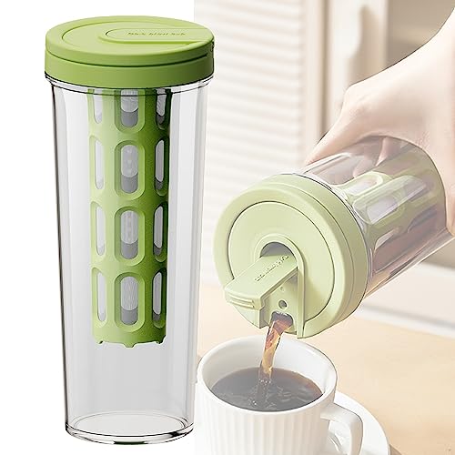 HNJZX Cold Brew Coffee Maker and Ice Tea Brewer Pitcher, Beverage Cooler Large Capacity Teapot with Mesh Filter 1L(35oz) (Green)