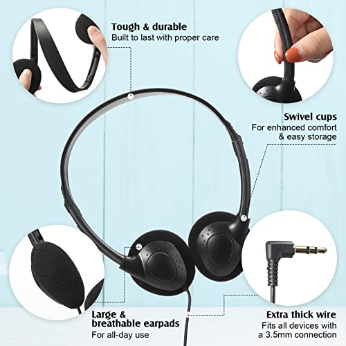 Flutesan 20 Pack Headphones Bulk Libraries Wired on Ear Headphones Over The Head Earphones for Boys Girls Adults(Black) by Flutesan - Used condition - Image 2