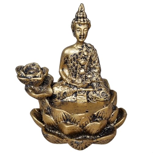 Incensário cascata e vareta buda na flor de lotús backflow fumaça invertida