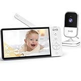 GHB Baby Monitor Video e Audio 5' 720P HD 5000mAh IPS Schermo, Telecamera Bambini con Monitor Visione Notturna Rilevamento della Temperatura Ninne Nanne Integrate