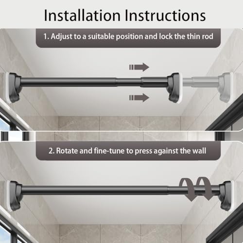 Asta di tensione regolabile Premium Curt Pole per uso domestico, perfetto per armadi, bagni, finestre e porte, facile da installare, design robusto ed elegante