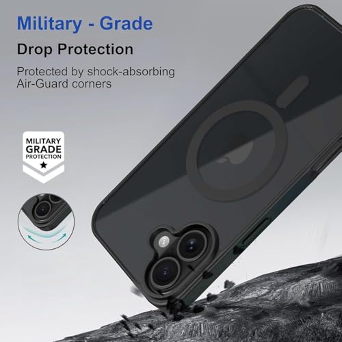 Image of AIBEX Clear Mag-Saf Case for iPhone 17-1,500 G Strong Magnetic Lock, Crystal-Clear Anti-Yellowing Back | Military-Grade Drop Protection | Camera Guard, Slim & Lightweight - Black