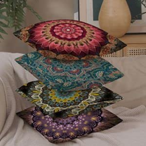 Ezving Fashion Bohemian Pattern Throw Pillow Covers Square Decorative Cushion Case For Sofa Bench Car Bed 18 X 18 Inch Set Of 4 #TOP3