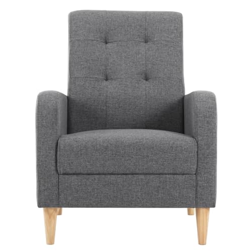 Miniatura 9 de Woltu Sillon De Relax, Butaca Orejera Con Respaldo Alto, Sofá Individual Con Reposabrazos, Sillón Lounge Para Salón, Dormitorio Y Balcón, Patas Madera Maciza, Lino, Gris Oscuro, Sks41dgr