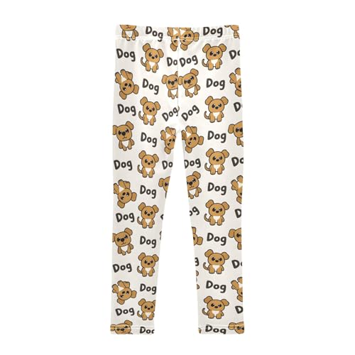 Little Brown Dog Pattern Girls Leggings Soft Comfortable Athletic Leggings Dancing Pants for 4-10 Years2